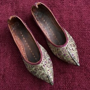 Vintage Handmade Leather Temple Shoes from India